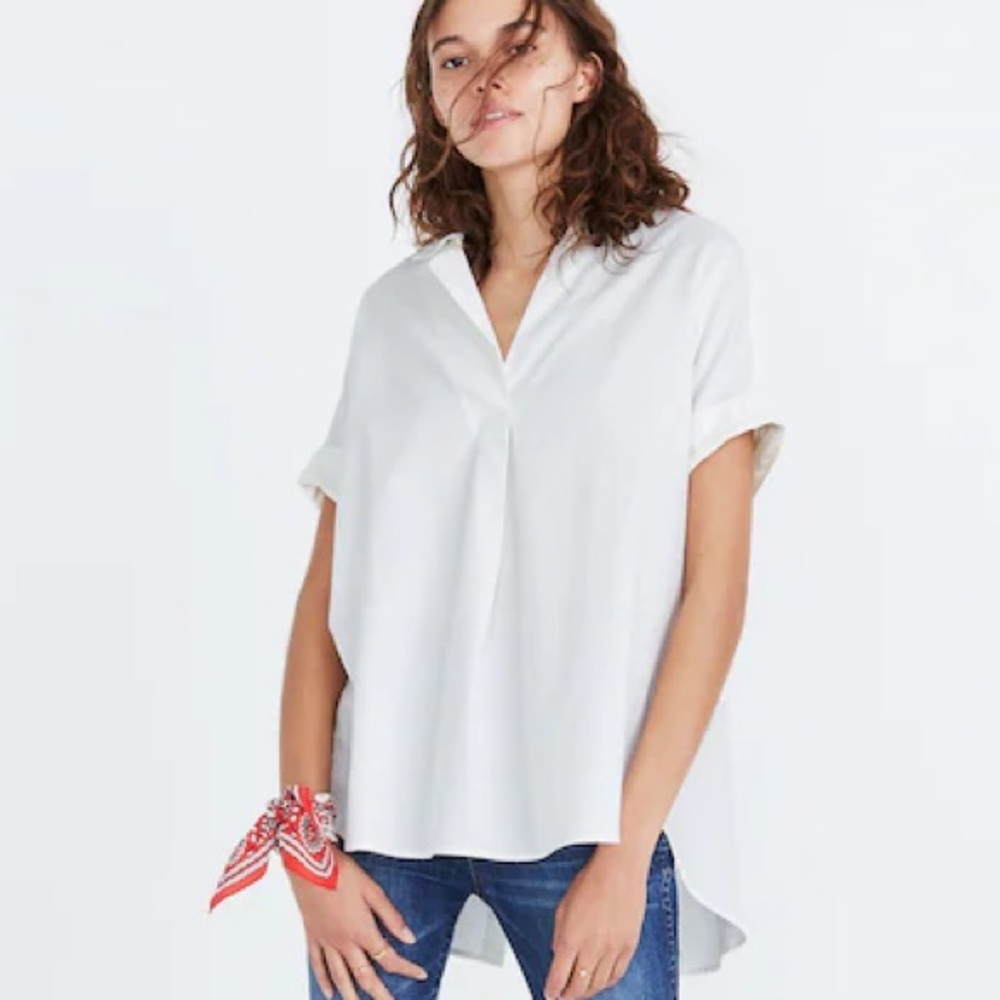 Madewell Courier Button-Back Shirt in Pure White